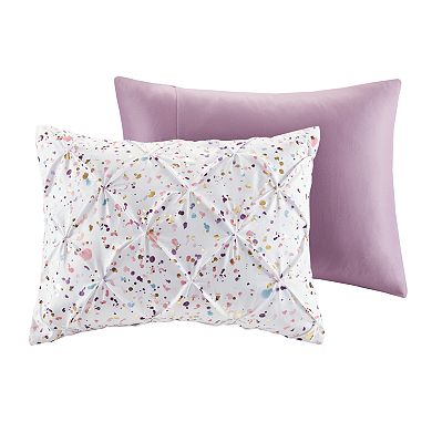 Intelligent Design Lara Metallic Printed and Pintucked Duvet Cover Set with Coordinating Pillow