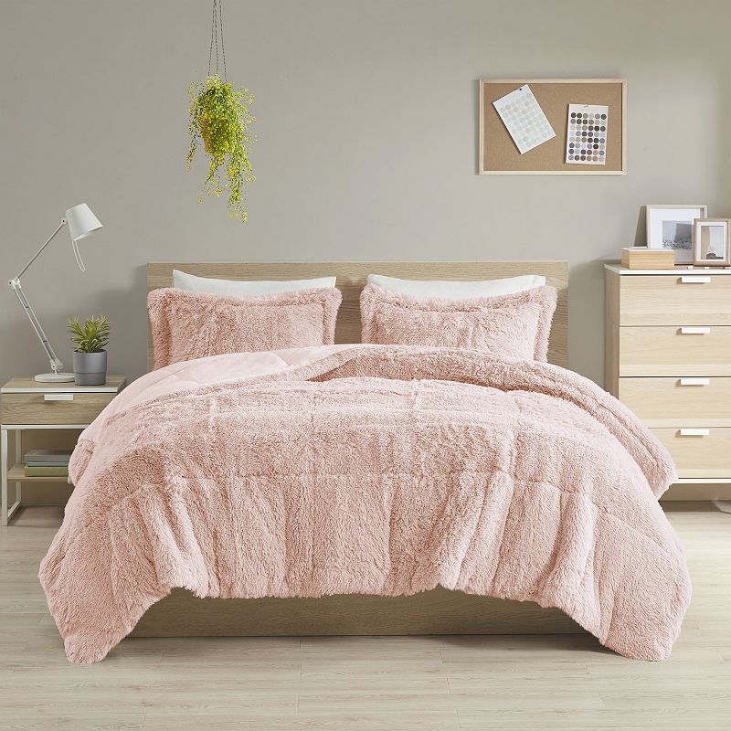 Intelligent Design Leena Shaggy Comforter Set, Pink, King