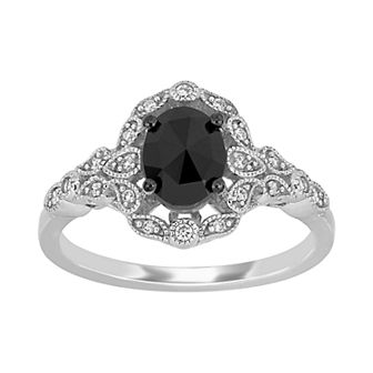 Stella Grace 14k White Gold 1 Carat T.W. Black & White Diamond Paisley Ring