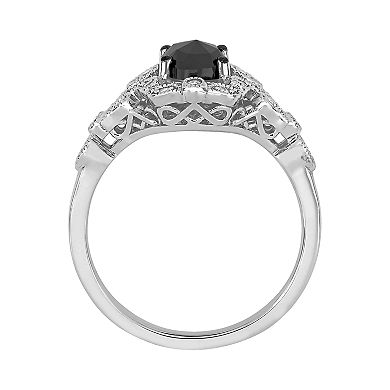 Stella Grace 14k White Gold 1 Carat T.W. Black & White Diamond Paisley Ring