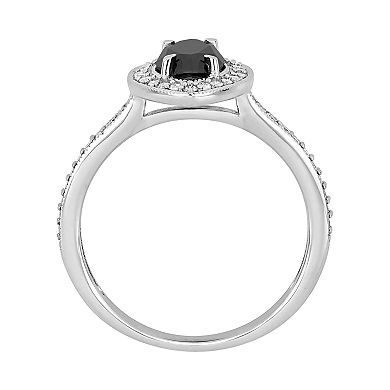 Stella Grace 10k White Gold 1 1/4 Carat T.W. Black and White Diamond Marquise Ring