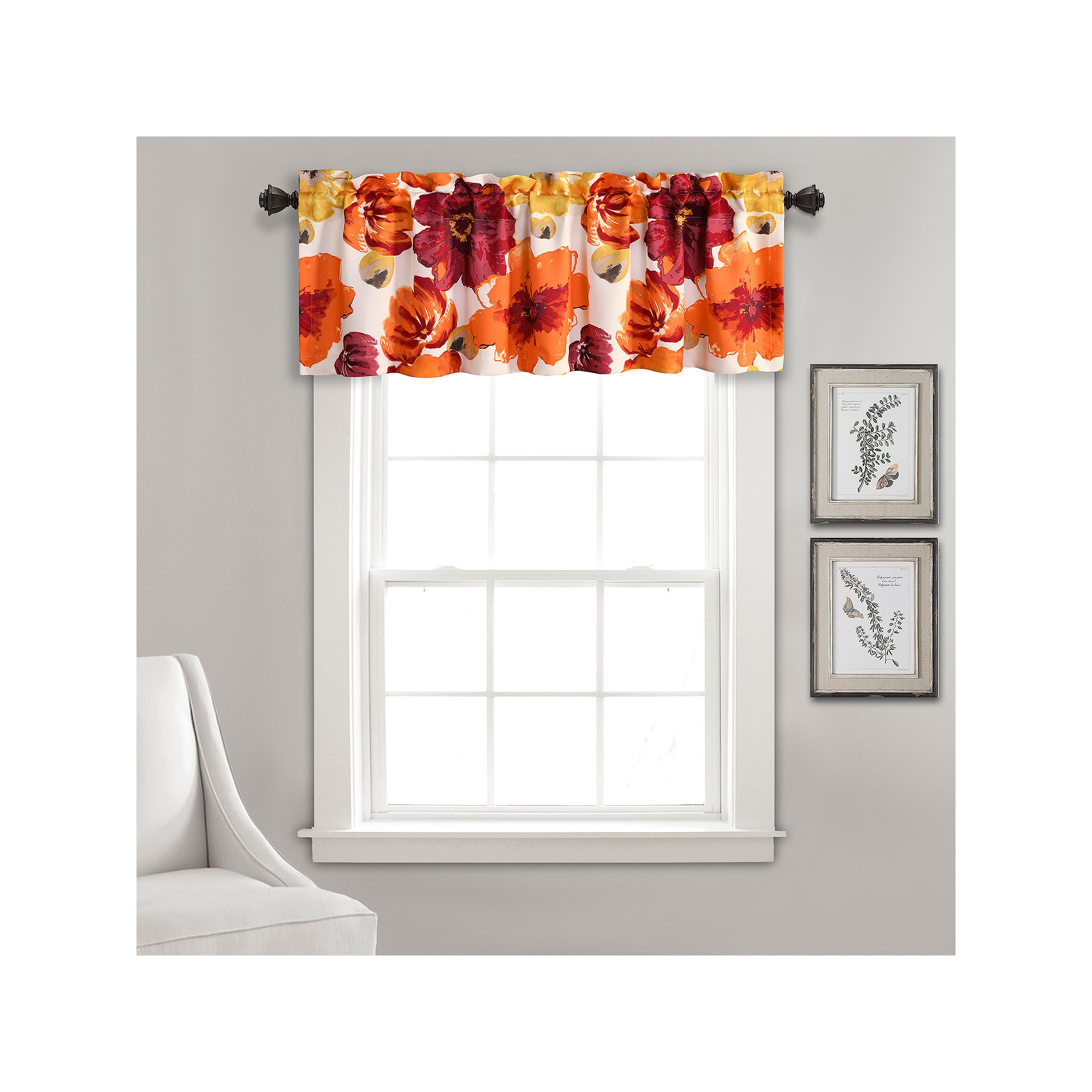 Lush Decor Leah Light Filtering Valance, Red
