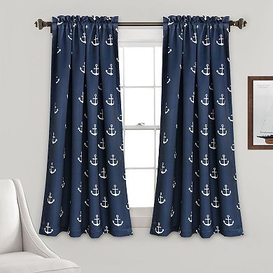 Lush Decor 2-pack Anchor Room Darkening Window Curtain Set