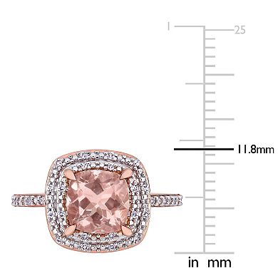 Stella Grace 14k Rose Gold Morganite & 1/3 ct. T.W. Diamond Cushion Ring