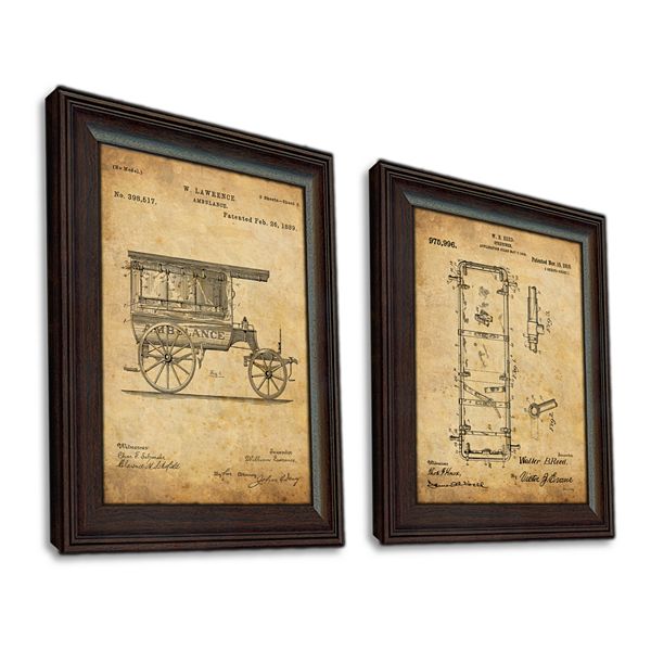 Emt 2 Piece Framed Us Patent Set Wall Art