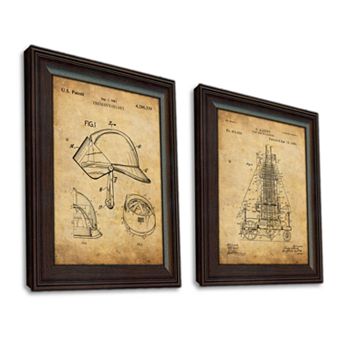 Firefighter 2 pc Framed US Patent Set Wall Art