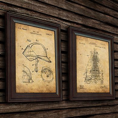 "Firefighter" 2 Piece Framed US Patent Set Wall Art