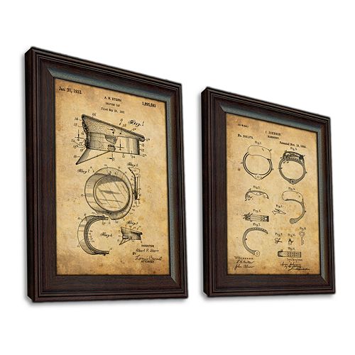Police Officer 2 Piece Framed Patent Set Wall Art