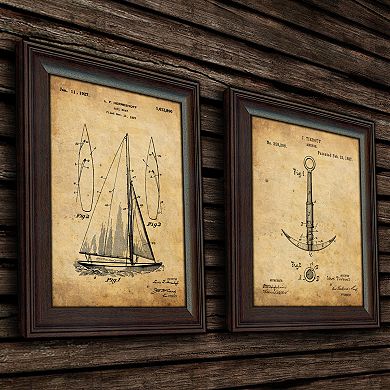 "Nautical" 2 Piece Framed US Patent Set Wall Art