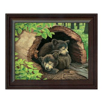Bear Cubs Framed Behind Glass Wall Art