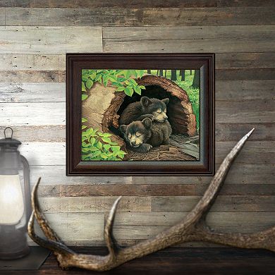 "Bear Cubs" Framed Behind Glass Wall Art