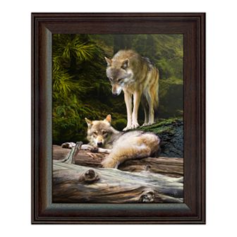 Wolf Couple Framed Behind Glass Wall Art