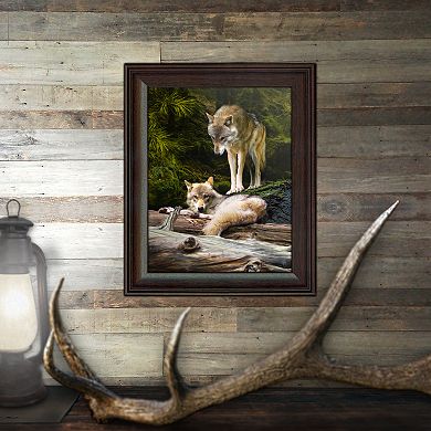 "Wolf Couple" Framed Behind Glass Wall Art