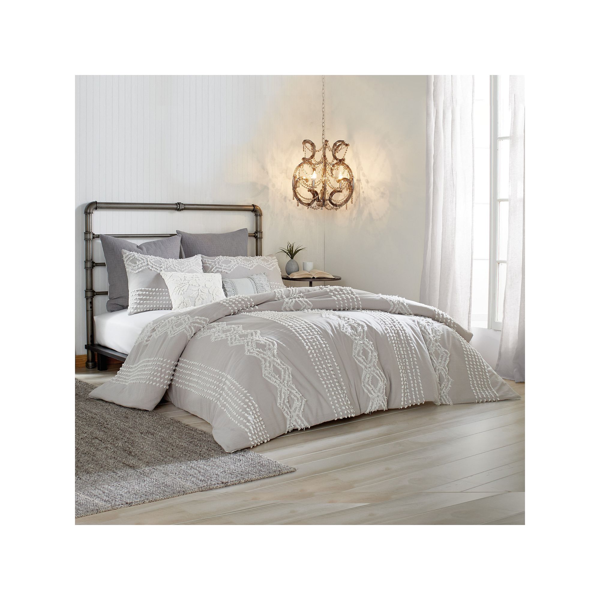 Peri Cut Geo Comforter Set, Gray