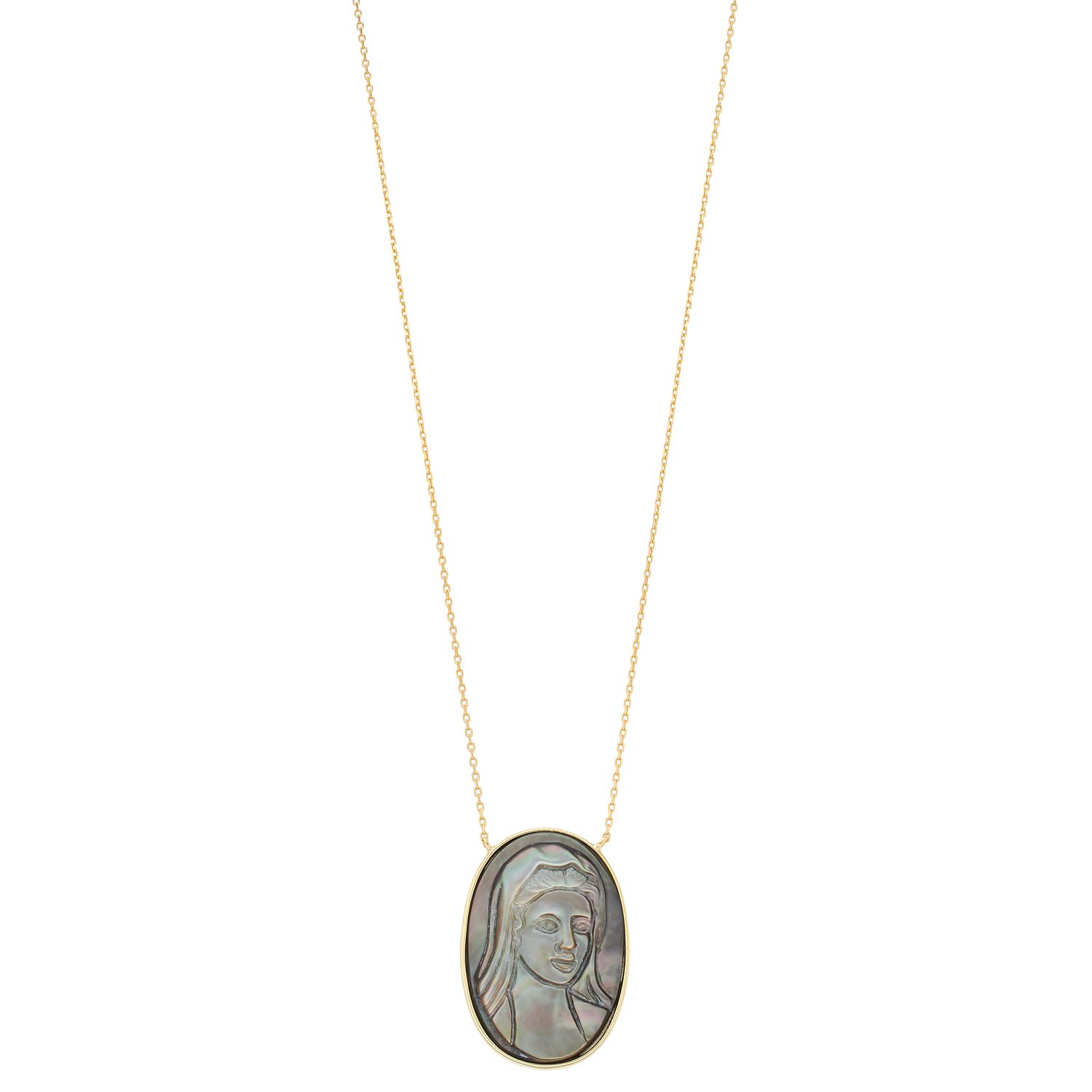 mother of pearl virgin mary necklace