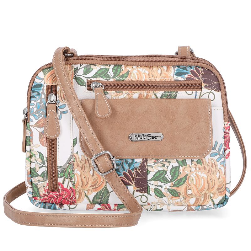 Women's MultiSac Zippy Crossbody Bag, White Elegance Flrl