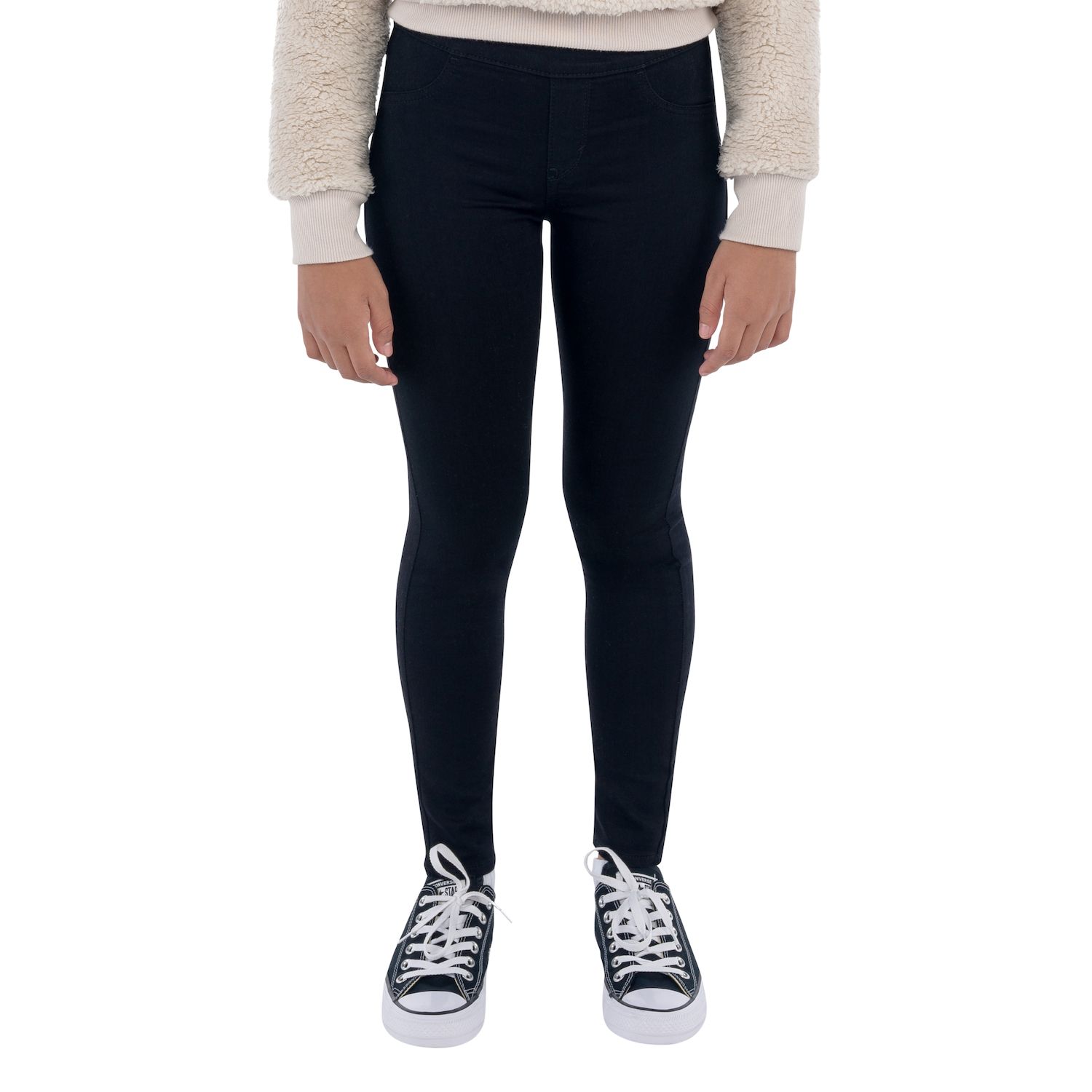girls black ripped jeggings