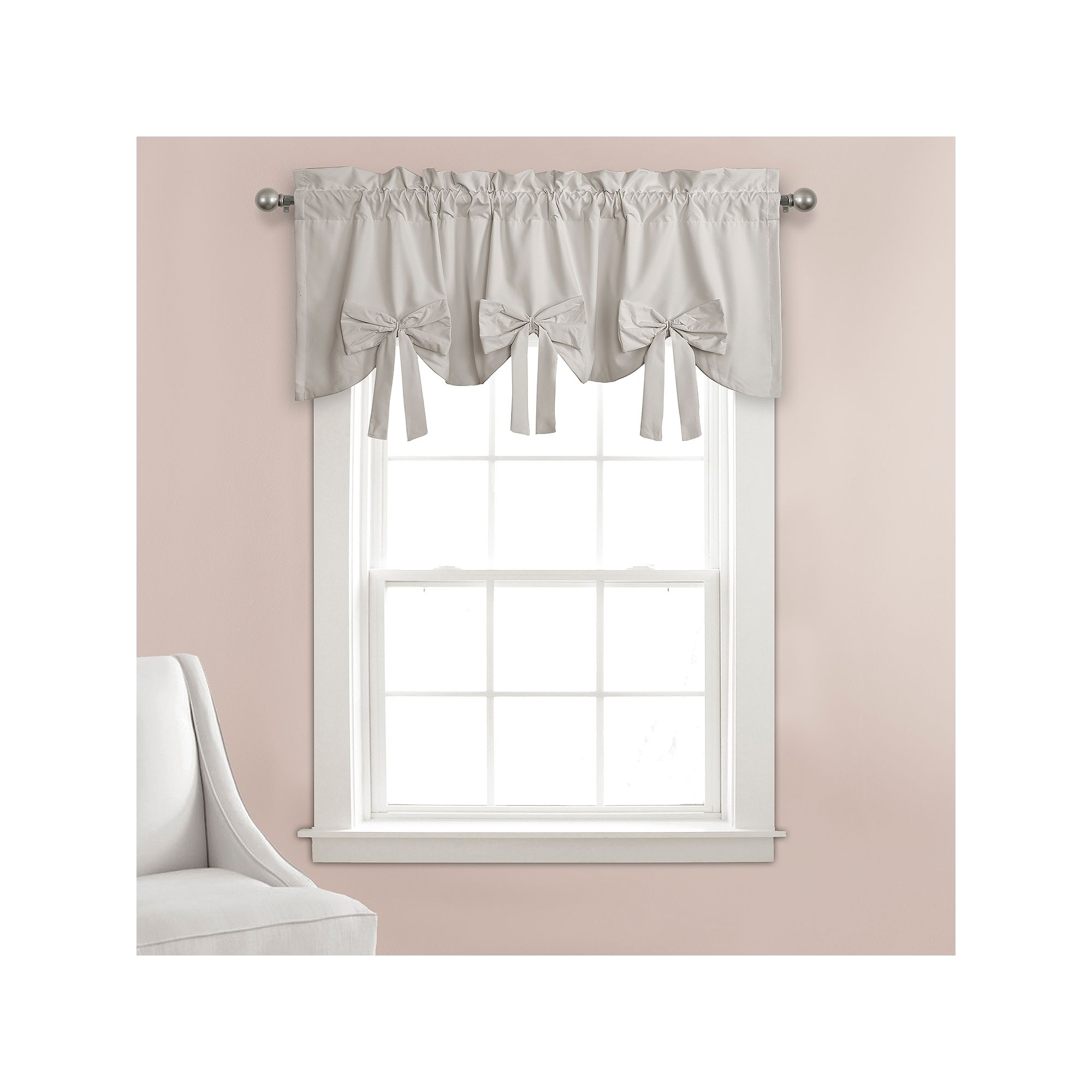 Lush Decor Melody Bow Valance, Light Gray