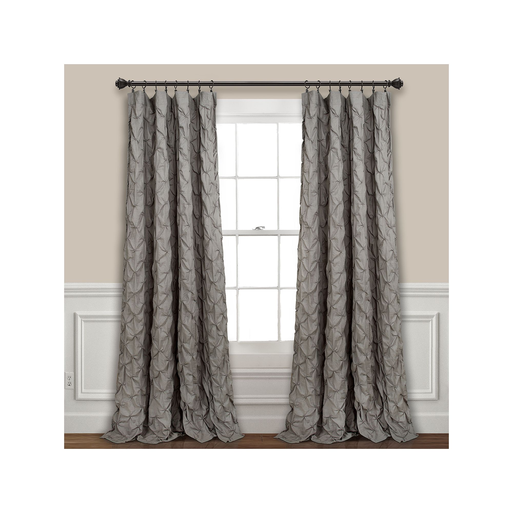 Lush Decor Ravello Pintuck Window Curtain, Gray