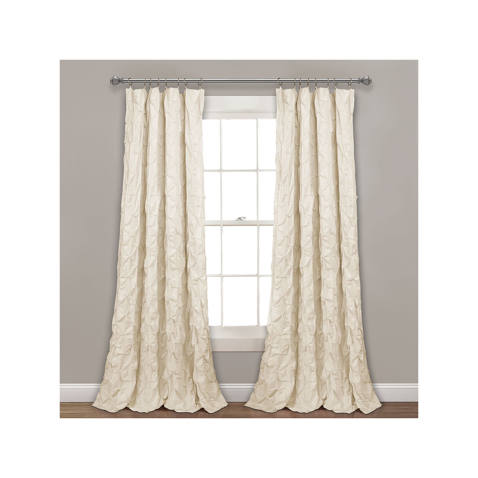 Lush Decor Ravello Pintuck Window Curtain, Ivory