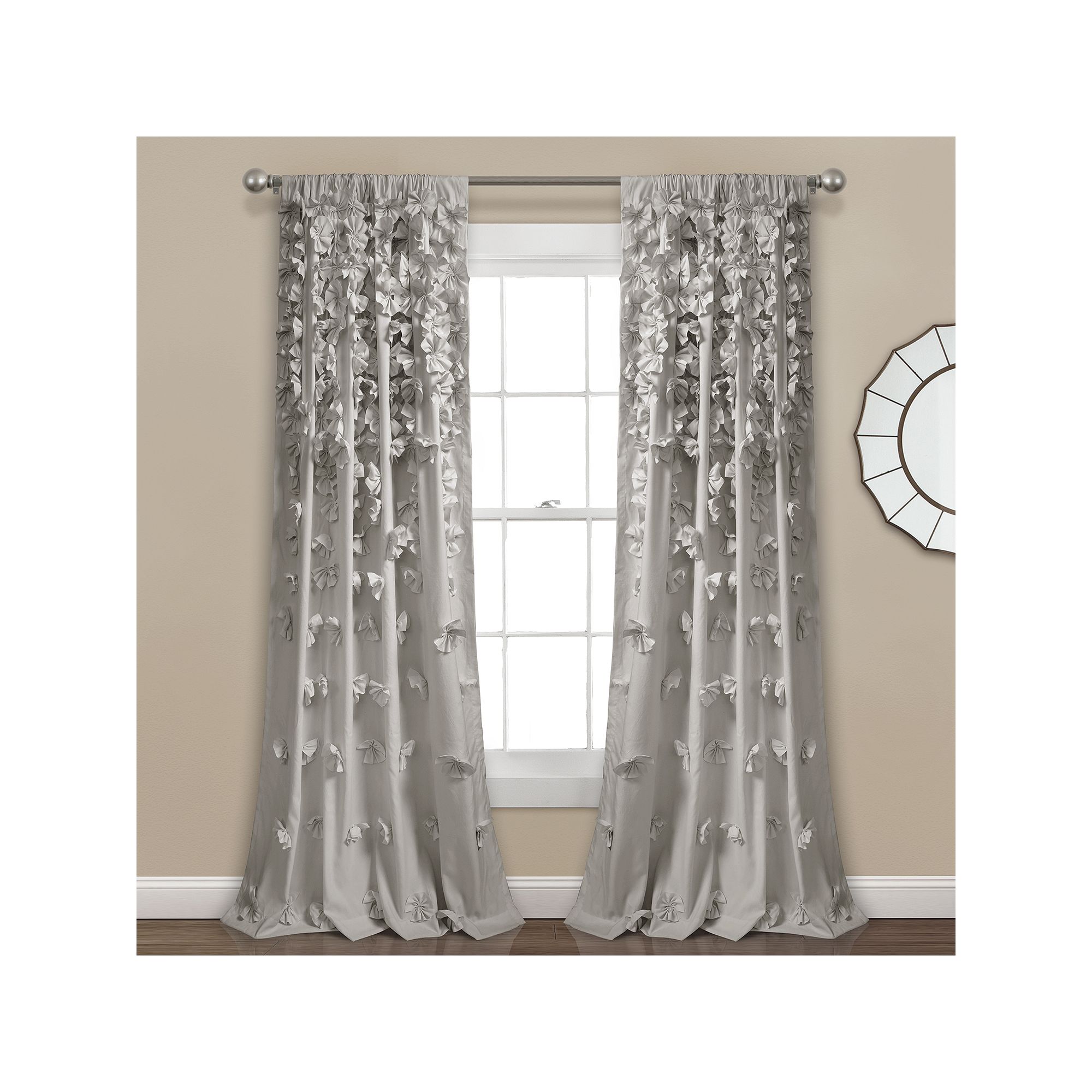 Lush Decor Riley Window Curtain Panel, Light Gray