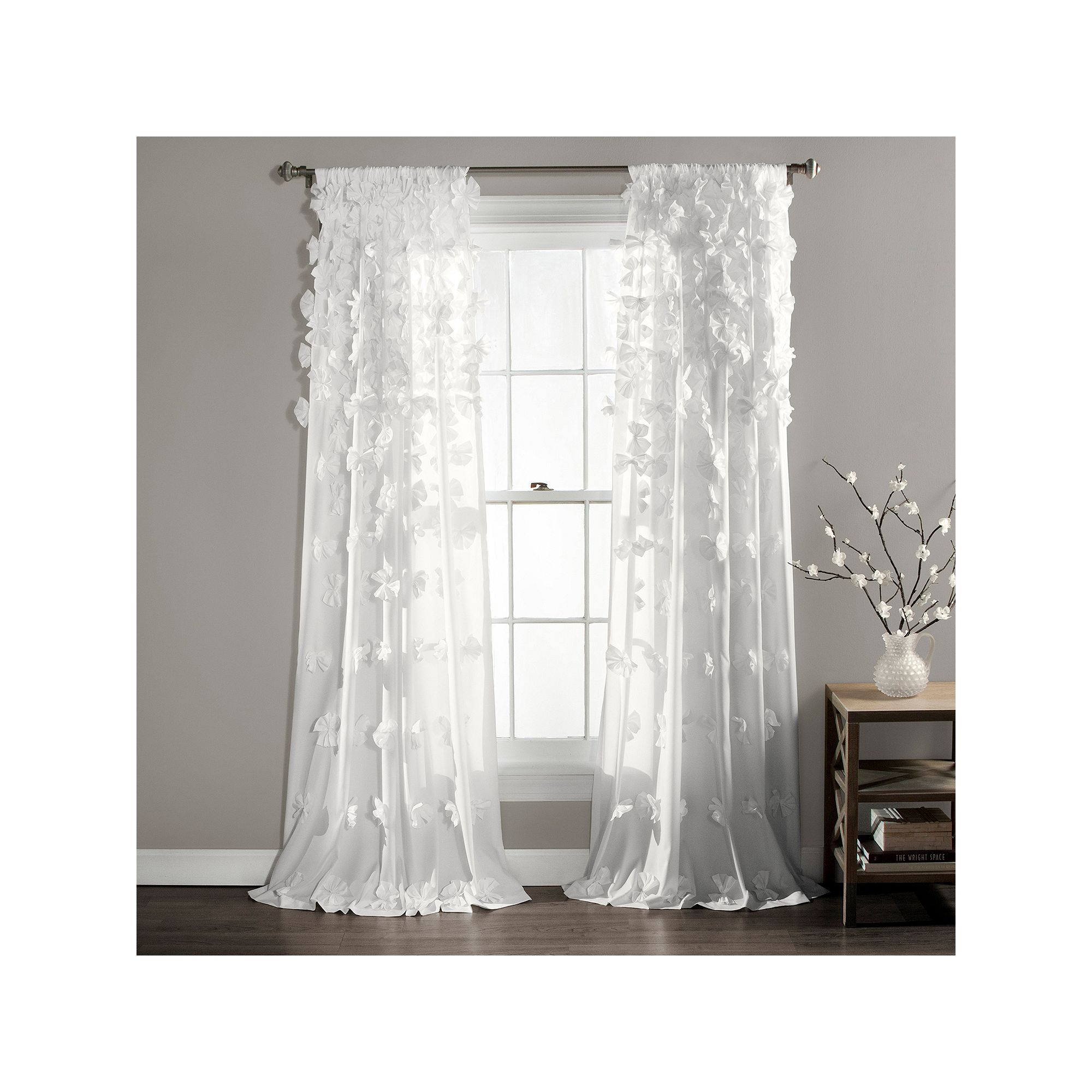 Lush Decor Riley Window Curtain Panel, White