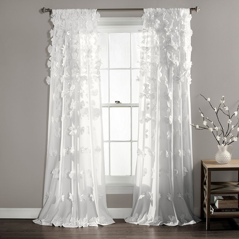 Lush Decor Riley Window Curtain Panel, White, 54X63