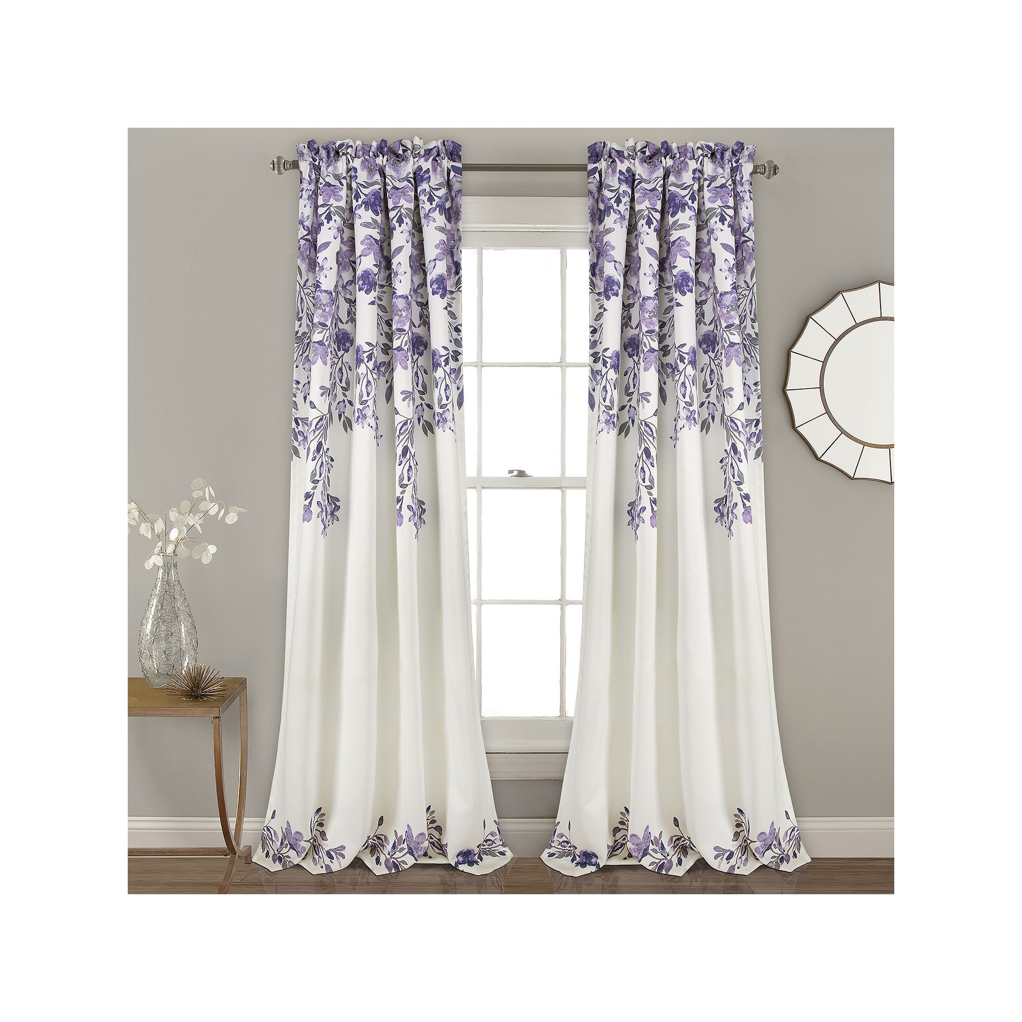Lush Decor Tanisha Room Darkening Window Curtains Set, Purple