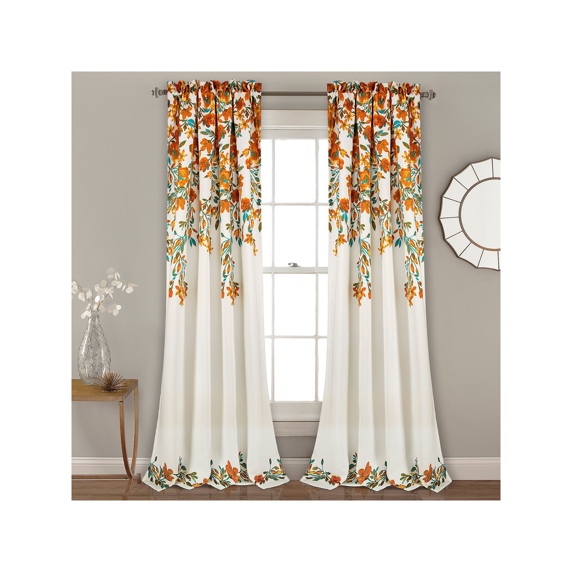 Lush Decor Tanisha Room Darkening Window Curtains Set, Orange