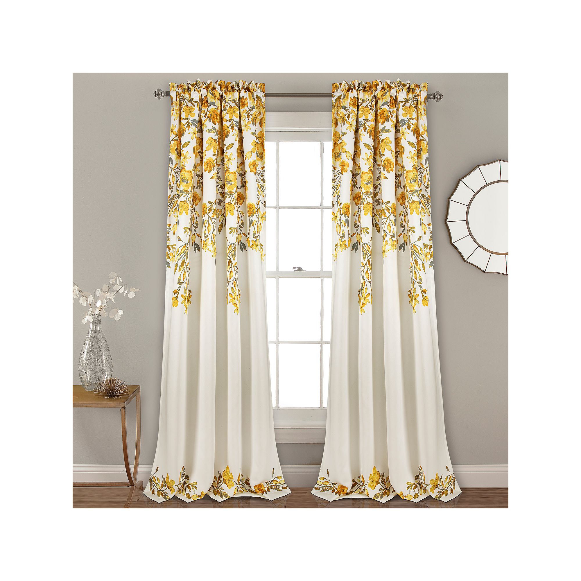 Lush Decor Tanisha Room Darkening Window Curtains Set, Yellow