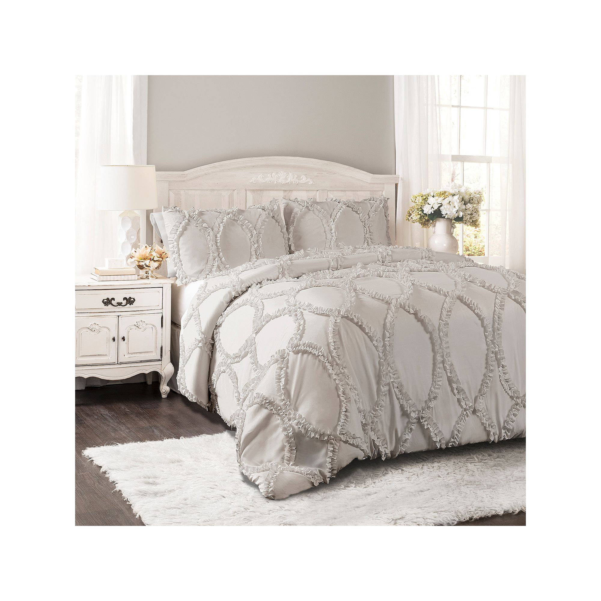 Lush Decor Avon Comforter 3-Piece Set, Light Gray
