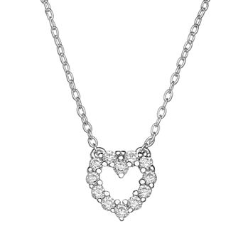 PRIMROSE Sterling Silver Cubic Zirconia Open Heart Necklace