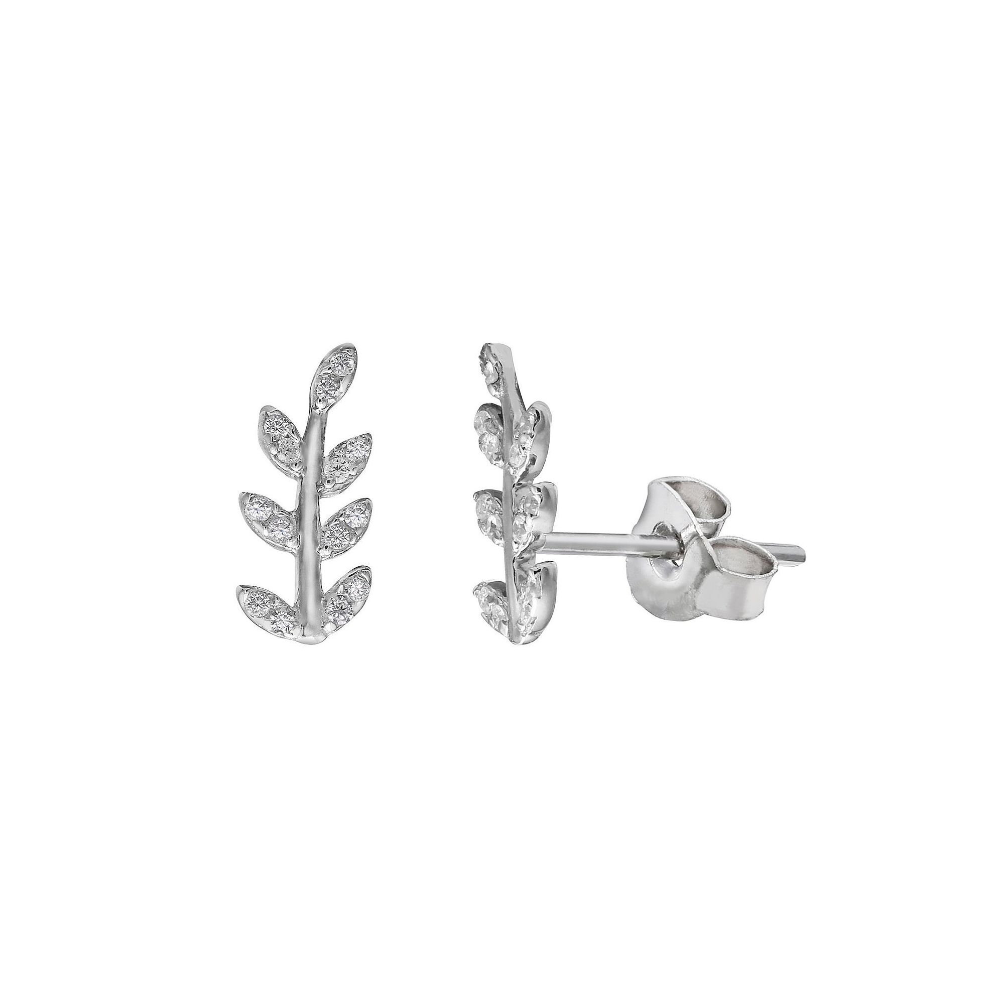 PRIMROSE Sterling Silver Leaf Post Earrings, Womens, Silver Tone