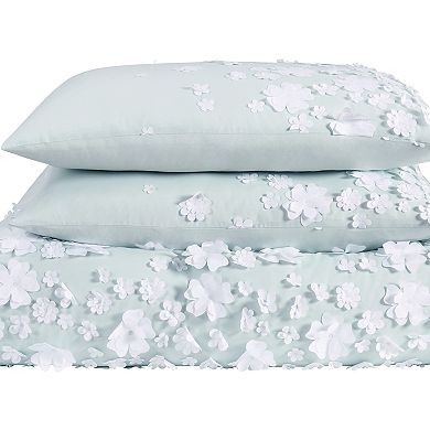 Christian Siriano Confetti Flowers 3-Piece Mint Full/Queen Duvet Cover Set