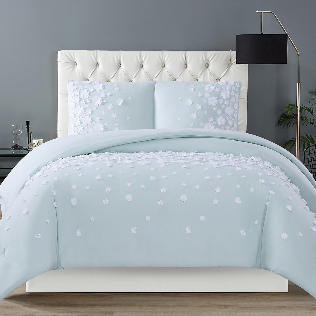 Christian Siriano Confetti Flowers 3 Piece Mint Full Queen Duvet