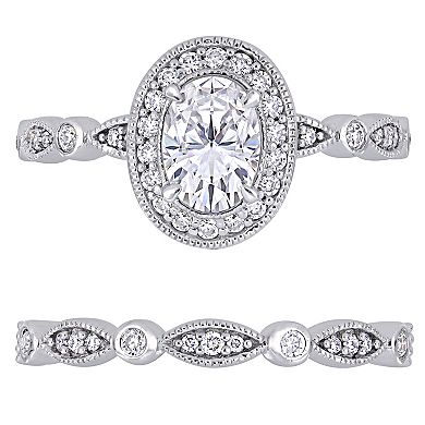 Stella Grace 10k White Gold Lab-Created Moissanite Infinity Engagement Ring Set