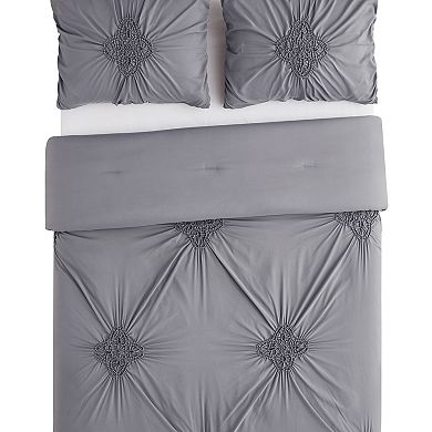 Christian Siriano Georgia Rouched 3-Piece White Full/Queen Comforter Set