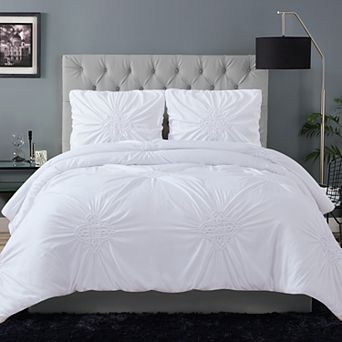 Christian Siriano New York® Georgia Rouched 3 pc White Full/Queen Comforter Set