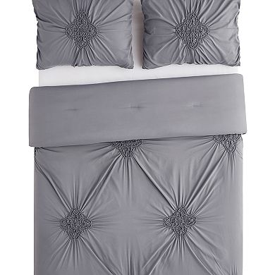 Christian Siriano Georgia Rouched 3-Piece Duvet Cover Set