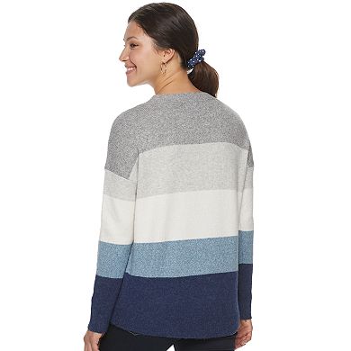 Juniors' SO Mossy Color Block Stripe Pullover
