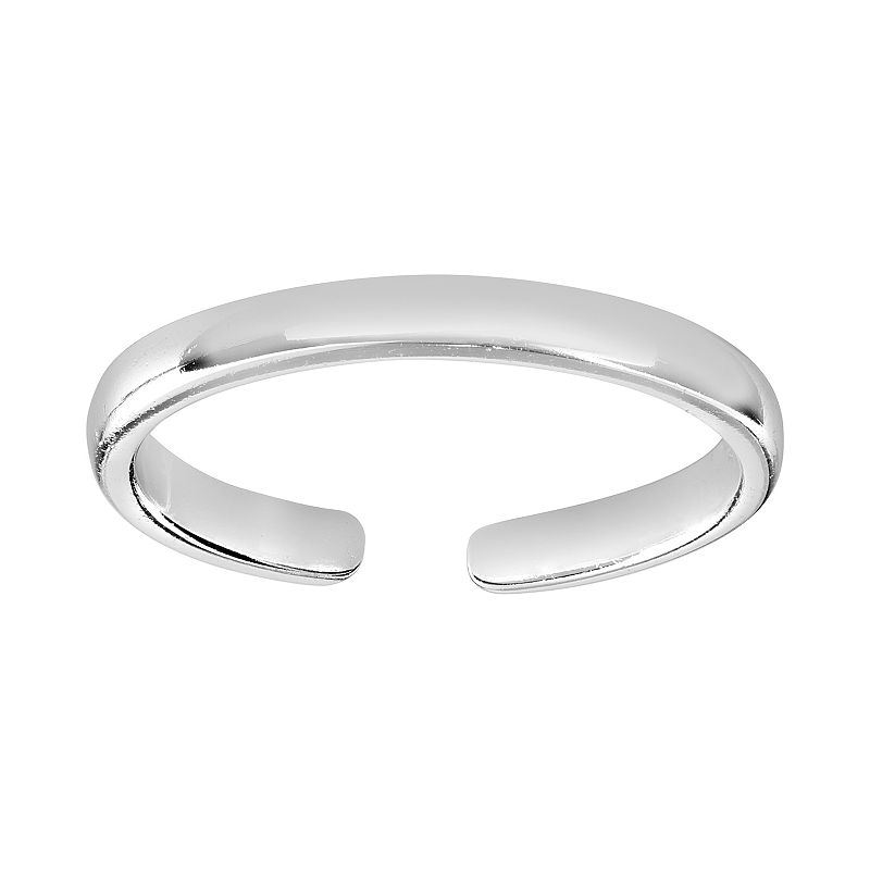 PRIMROSE Plated Sterling Silver Polished Band Toe Ring, Womens, Grey