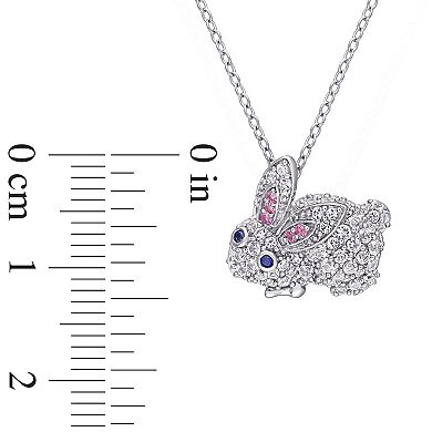 Stella Grace Sterling Silver 1 1/10 Carat Lab-Created Sapphire Bunny Pendant Necklace
