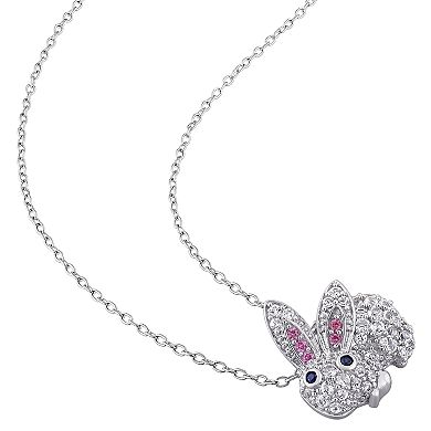Stella Grace Sterling Silver 1 1/10 Carat Lab-Created Sapphire Bunny Pendant Necklace