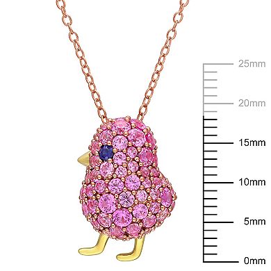 Stella Grace Sterling Silver 2 3/8 Carat T.W. Lab-Created Pink Sapphire Chick Pendant