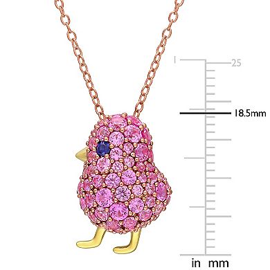 Stella Grace Sterling Silver 2 3/8 Carat T.W. Lab-Created Pink Sapphire Chick Pendant
