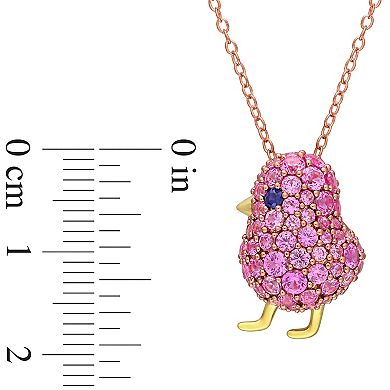 Stella Grace Sterling Silver 2 3/8 Carat T.W. Lab-Created Pink Sapphire Chick Pendant