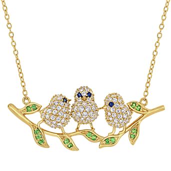 Stella Grace 1 2/5 Carat T.W. Lab-Created White Sapphire & Tsavorite Chick Necklace