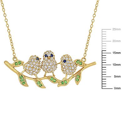 Stella Grace 1 2/5 Carat T.W. Lab-Created White Sapphire & Tsavorite Chick Necklace