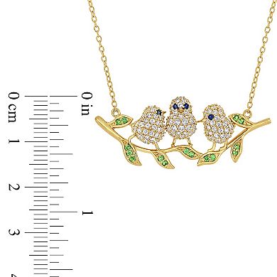 Stella Grace 1 2/5 Carat T.W. Lab-Created White Sapphire & Tsavorite Chick Necklace