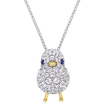 Stella Grace Sterling Silver 2 3/4 Carat T.W. Lab-Created White Sapphire Chick Pendant Necklace